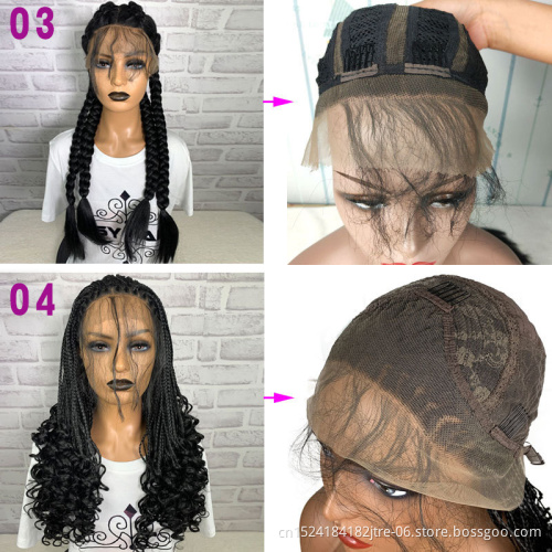 full lace box braided wig wholesale african micro braided lace front wig vendors cornrow braided wigs for black women